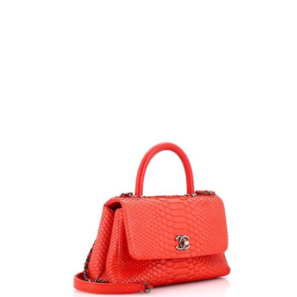 Chanel Coco Top Handle Bag Python Mini Red - Picture 3 of 8
